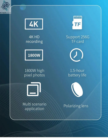 4K HD Glasses Camera Video Driving Record Cycling Video Smart Glasses With Eyewear Camcorder For Outdoor Mini Camera Ai-TechWorld 