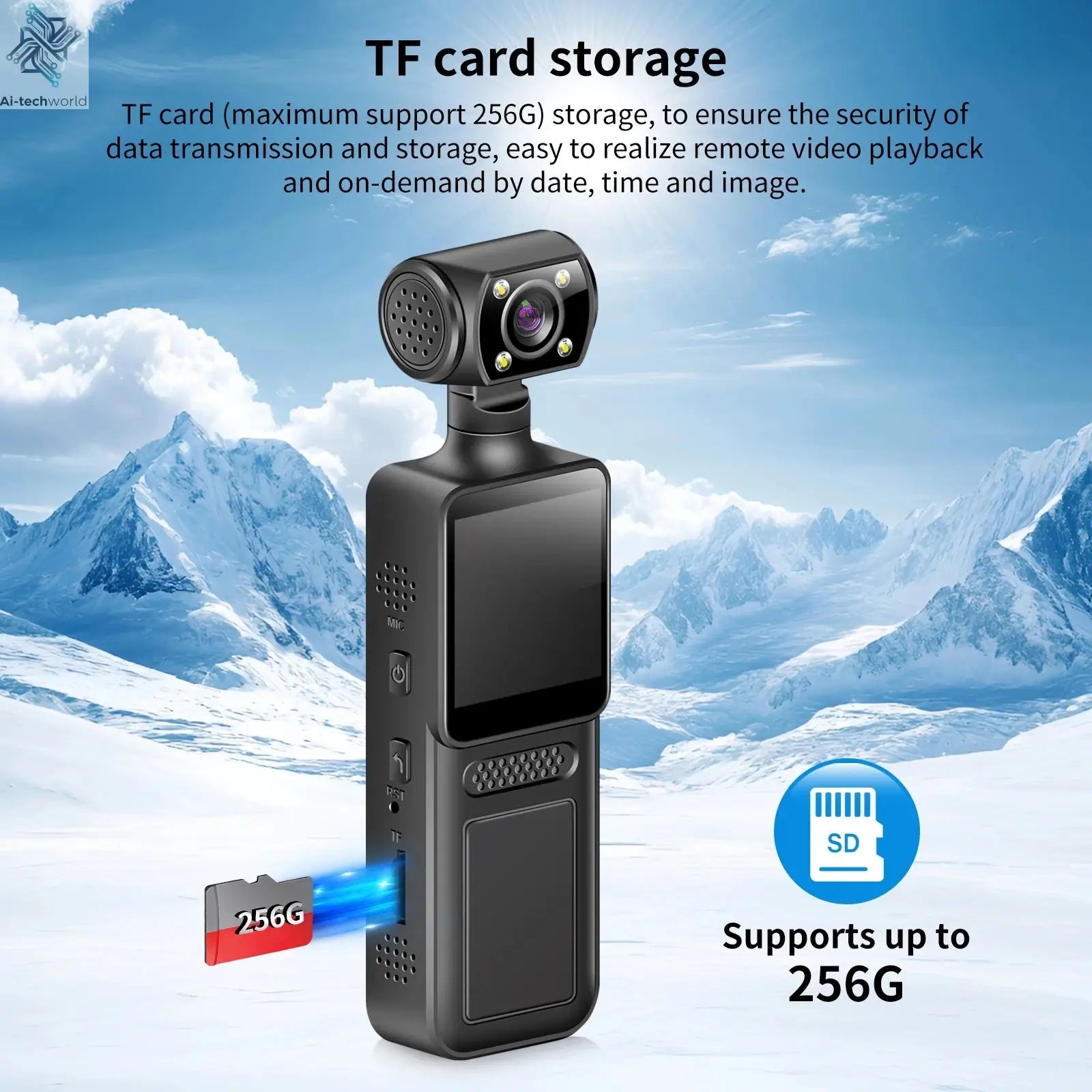 4K HD Handheld Pocket Camera 180 ° Rotating Mini Portable Camera Wearable Night Vision Outdoor Sports Camera 2025 New Ai-TechWorld 