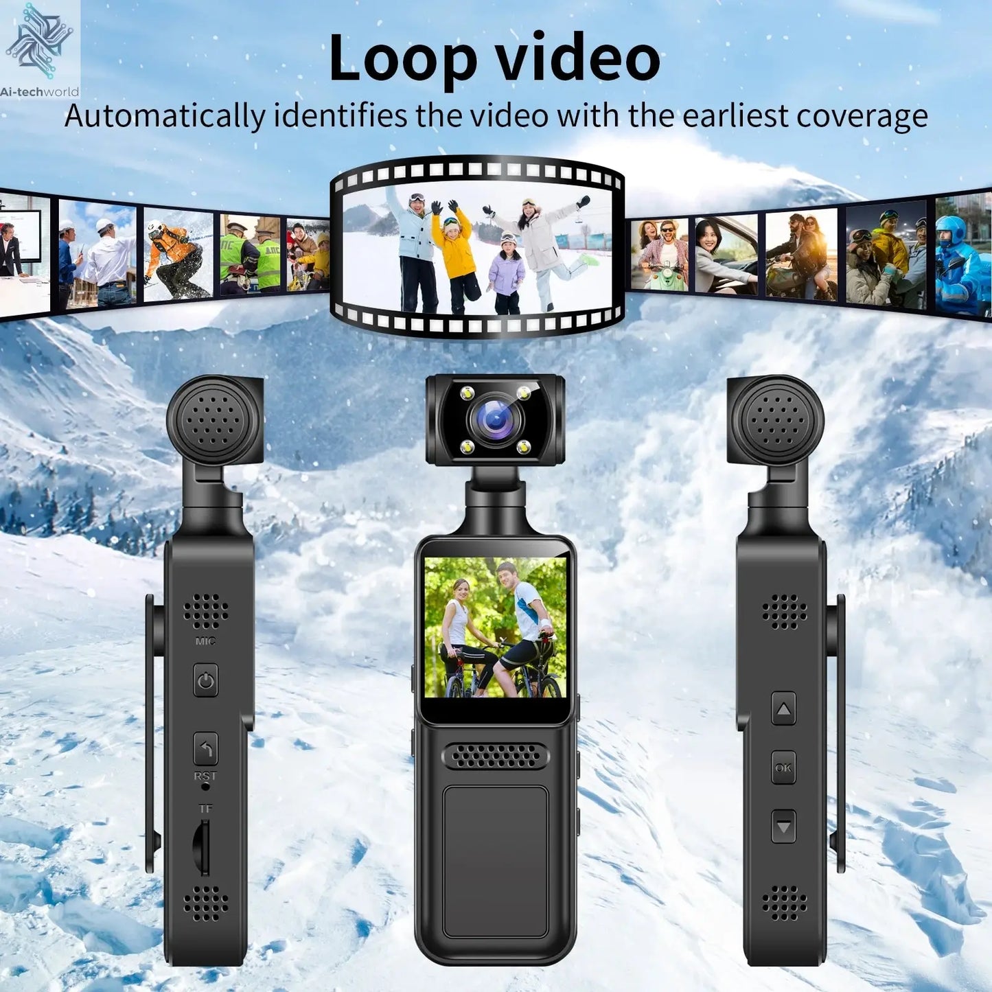 4K HD Handheld Pocket Camera 180 ° Rotating Mini Portable Camera Wearable Night Vision Outdoor Sports Camera 2025 New Ai-TechWorld 