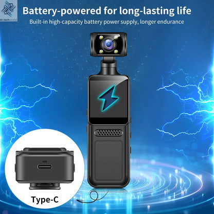 4K HD Handheld Pocket Camera 180 ° Rotating Mini Portable Camera Wearable Night Vision Outdoor Sports Camera 2025 New Ai-TechWorld 