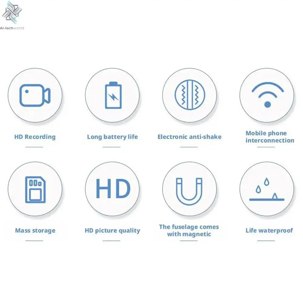 4K Mini Body Camera Portable Wearable Action Camera Hands-Free Waterproof Recording Camcorder For Cycling Motorcycle Vlogging Ai-TechWorld 