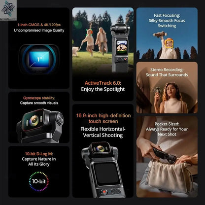 4K Pocket Action Camera Touch Screen Stabilization Sport BodyCam Portable Small Video Recorder Digital Vlog Camera for YouTube Ai-TechWorld 