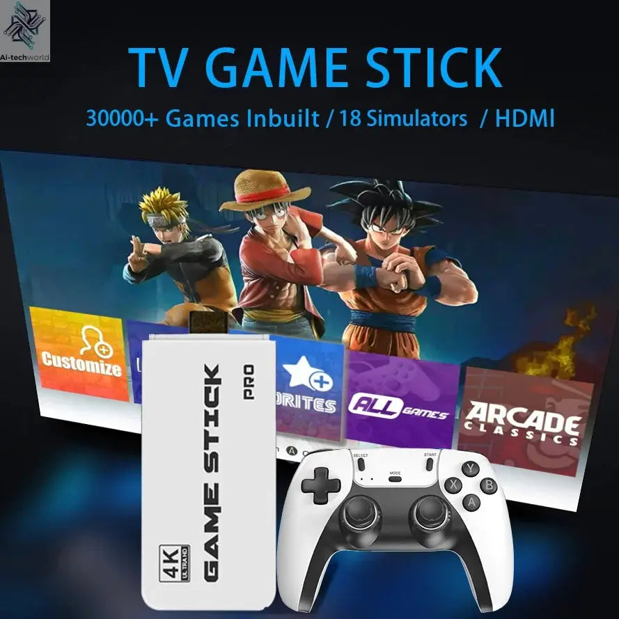 4K TV Game Stick M15 Video Game Console Built-in 40000+/50000 Games 128G Handheld Game Player Wireless Controller Retro Gamepad Ai-TechWorld 
