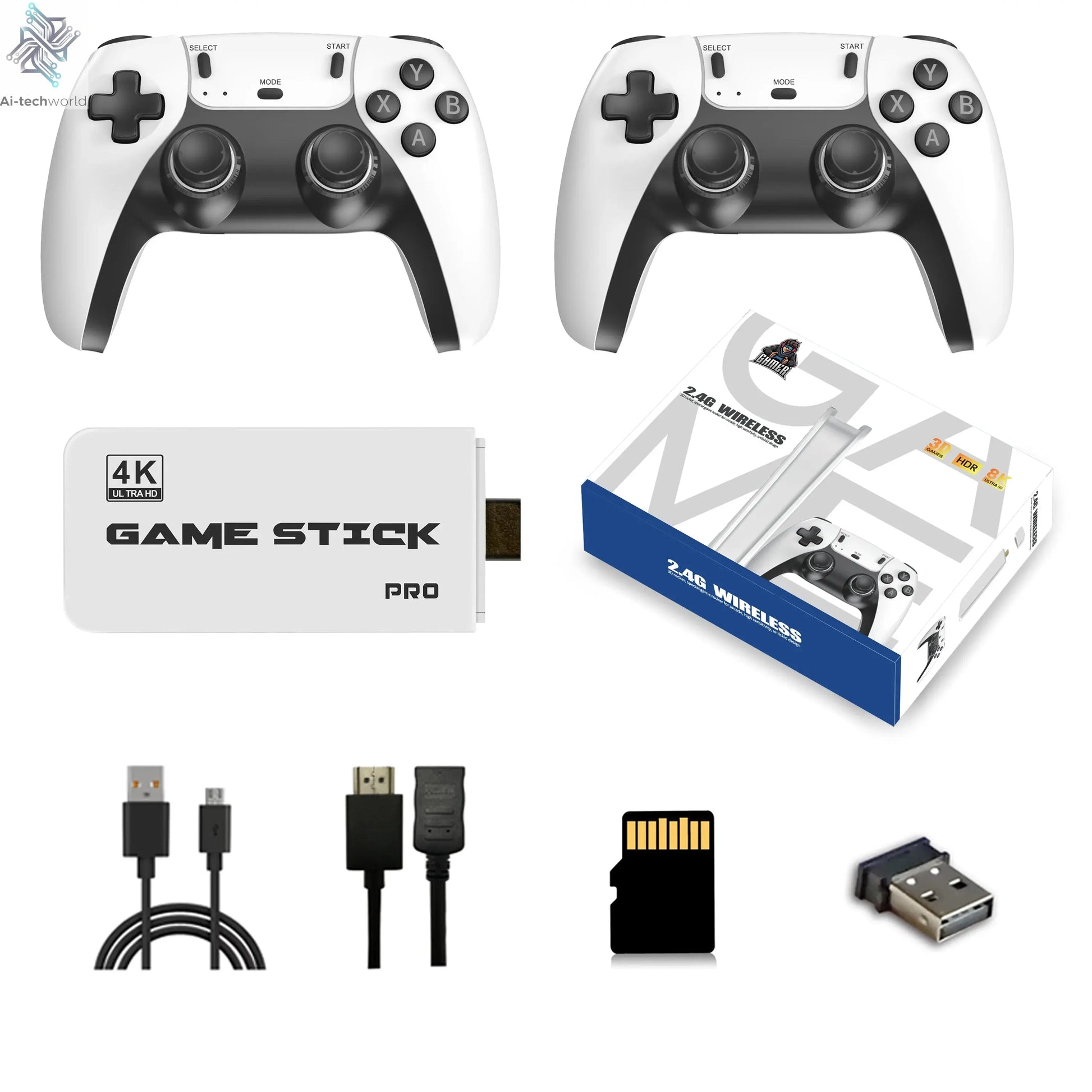 4K TV Game Stick M15 Video Game Console Built-in 40000+/50000 Games 128G Handheld Game Player Wireless Controller Retro Gamepad Ai-TechWorld 