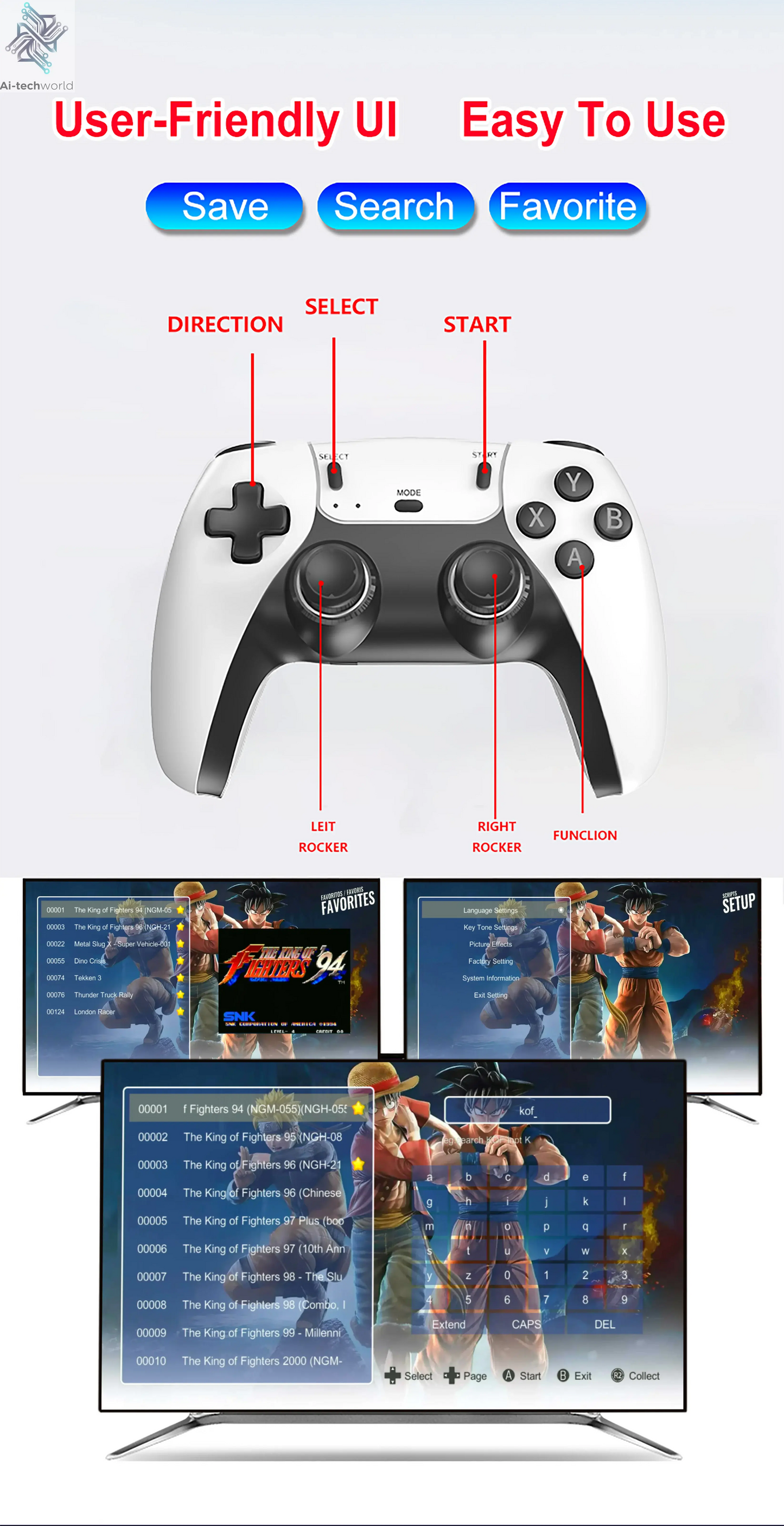 4K TV Game Stick M15 Video Game Console Built-in 40000+/50000 Games 128G Handheld Game Player Wireless Controller Retro Gamepad Ai-TechWorld 