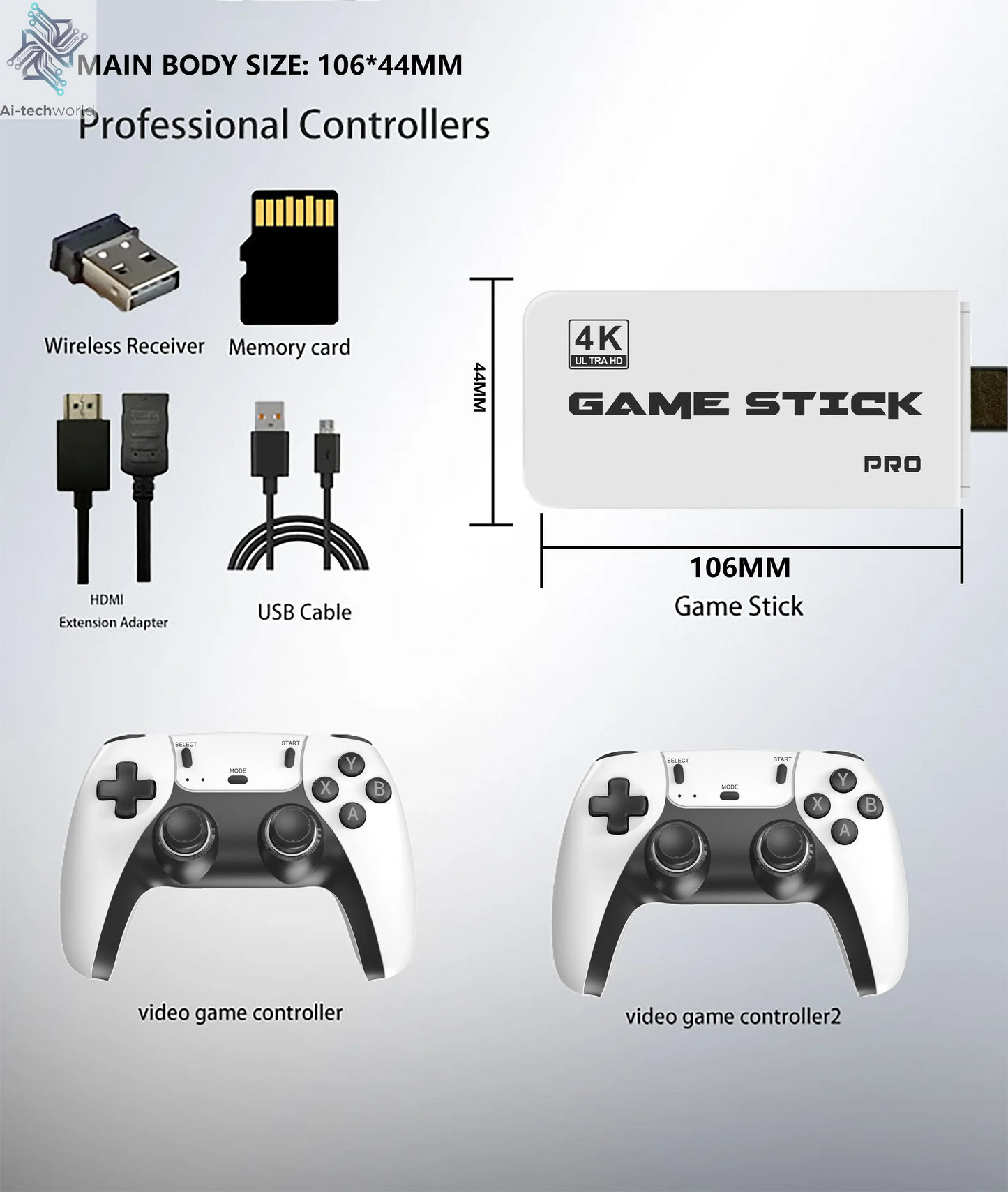 4K TV Game Stick M15 Video Game Console Built-in 40000+/50000 Games 128G Handheld Game Player Wireless Controller Retro Gamepad Ai-TechWorld 