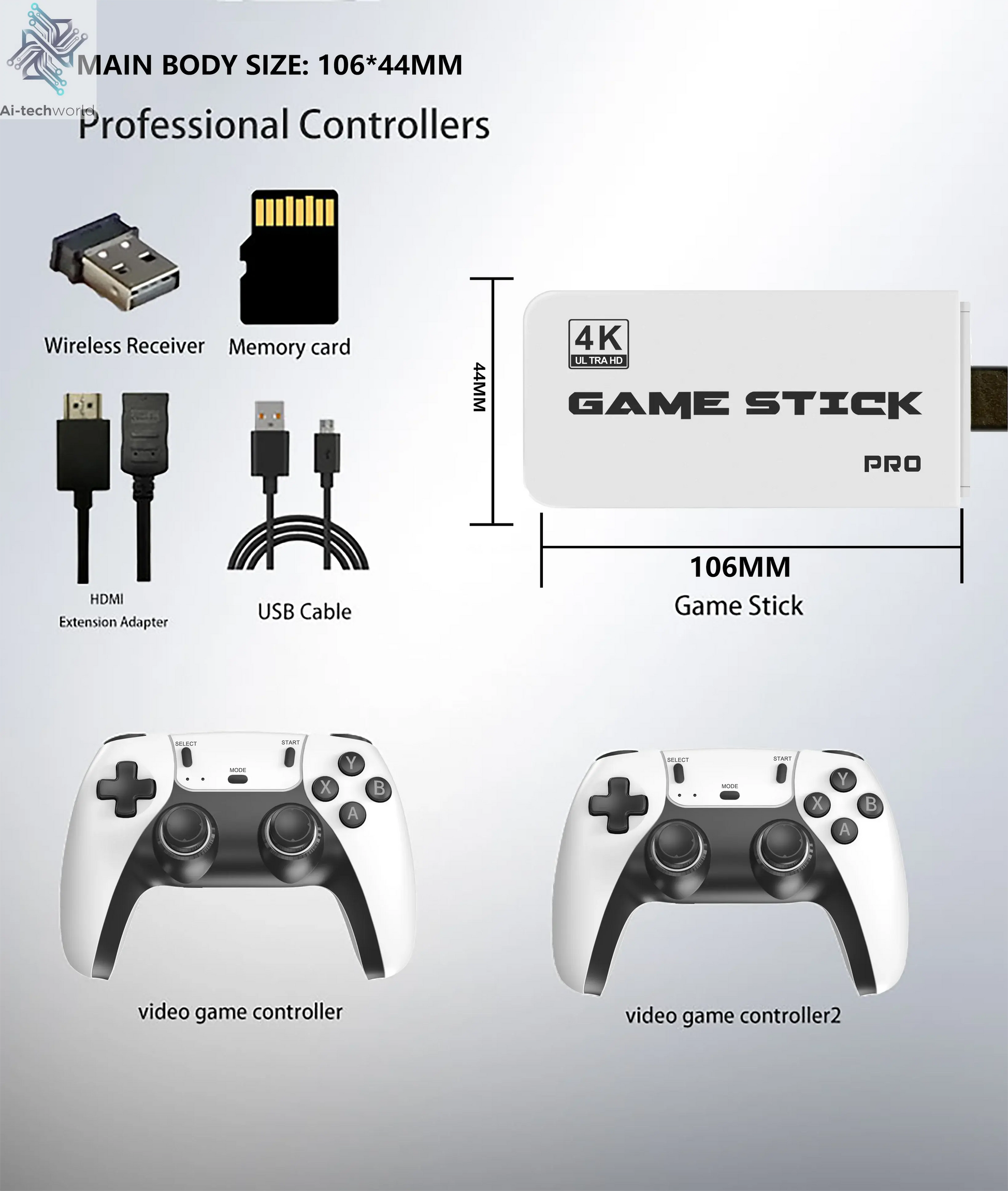 4K TV Game Stick M15 Video Game Console Built-in 40000+/50000 Games 128G Handheld Game Player Wireless Controller Retro Gamepad Ai-TechWorld 