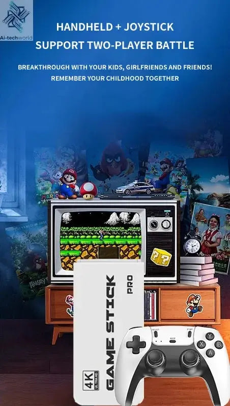 4K TV Game Stick M15 Video Game Console Built-in 40000+/50000 Games 128G Handheld Game Player Wireless Controller Retro Gamepad Ai-TechWorld 