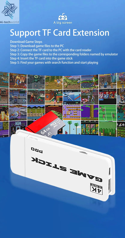 4K TV Game Stick M15 Video Game Console Built-in 40000+/50000 Games 128G Handheld Game Player Wireless Controller Retro Gamepad Ai-TechWorld 