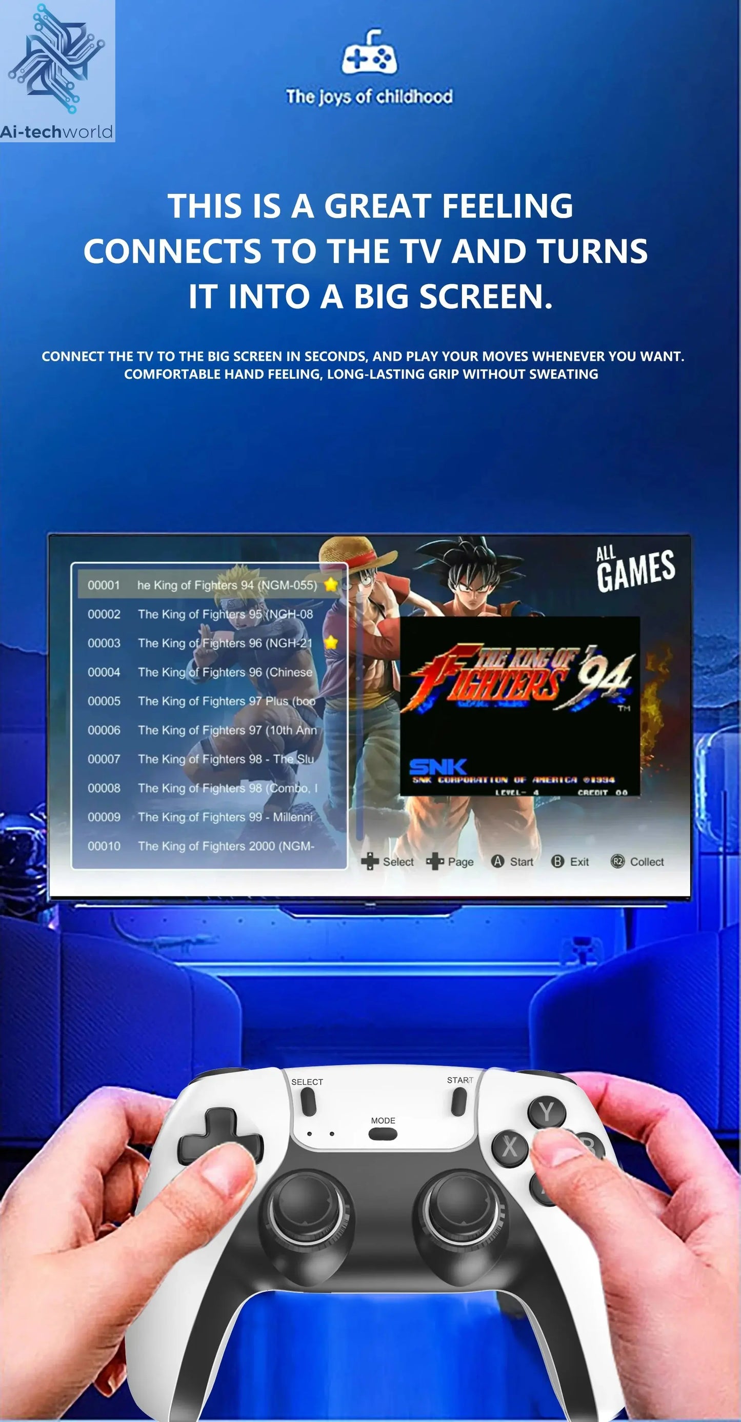 4K TV Game Stick M15 Video Game Console Built-in 40000+/50000 Games 128G Handheld Game Player Wireless Controller Retro Gamepad Ai-TechWorld 