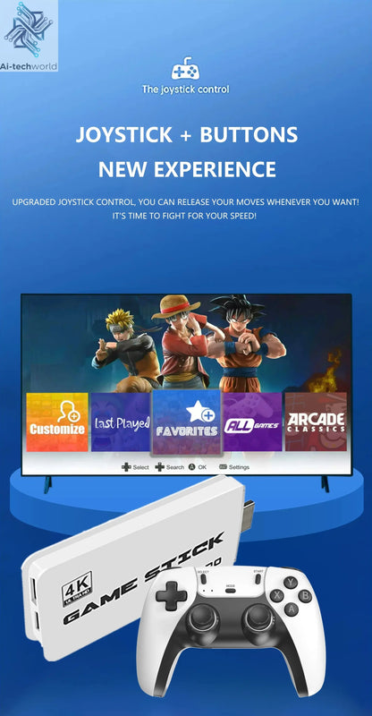 4K TV Game Stick M15 Video Game Console Built-in 40000+/50000 Games 128G Handheld Game Player Wireless Controller Retro Gamepad Ai-TechWorld 