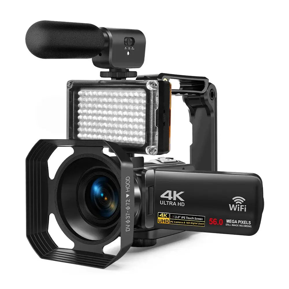 4K Ultra HD Digital Camera 3.0 Inci 48MP 18X Zoom Wifi Camcorder with Windproof Microphone Fill Light Video Vlogging For YouTube Ai-TechWorld 