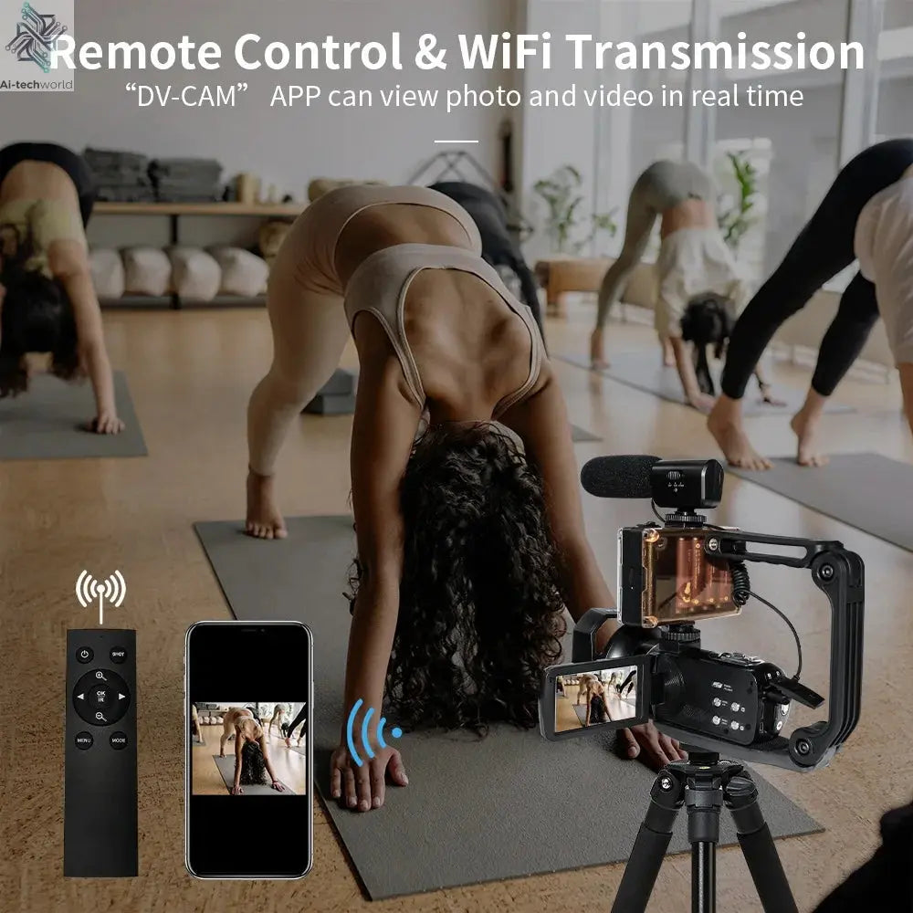 4K Ultra HD Digital Camera 3.0 Inci 48MP 18X Zoom Wifi Camcorder with Windproof Microphone Fill Light Video Vlogging For YouTube Ai-TechWorld 