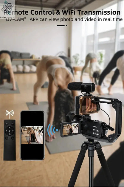 4K Ultra HD Digital Camera 3.0 Inci 48MP 18X Zoom Wifi Camcorder with Windproof Microphone Fill Light Video Vlogging For YouTube Ai-TechWorld 