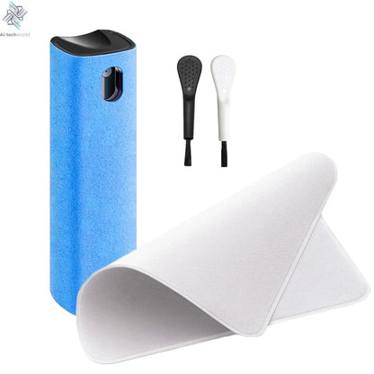 4in1 Microfiber Screen Cleaner Spray Bottle for Mobile Phone Ipad Computer Microfiber Polish Cloth Wipe Cleaning Glasses Wipes - Ai - TechWorld