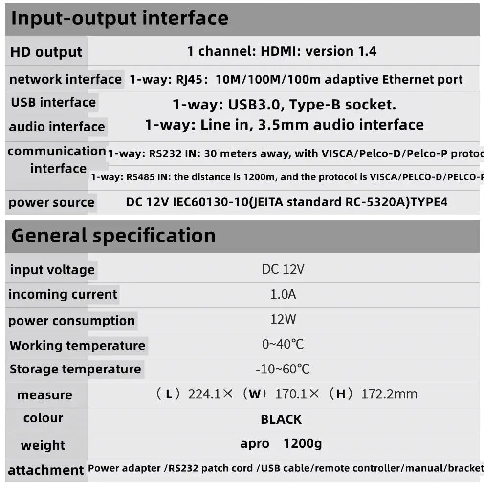 4K 10/20X Conference PTZ Camera LAN POE USB3.0 HDMI for Church Live Streaming Business Meeting Broadcast Youtube - Ai - TechWorld