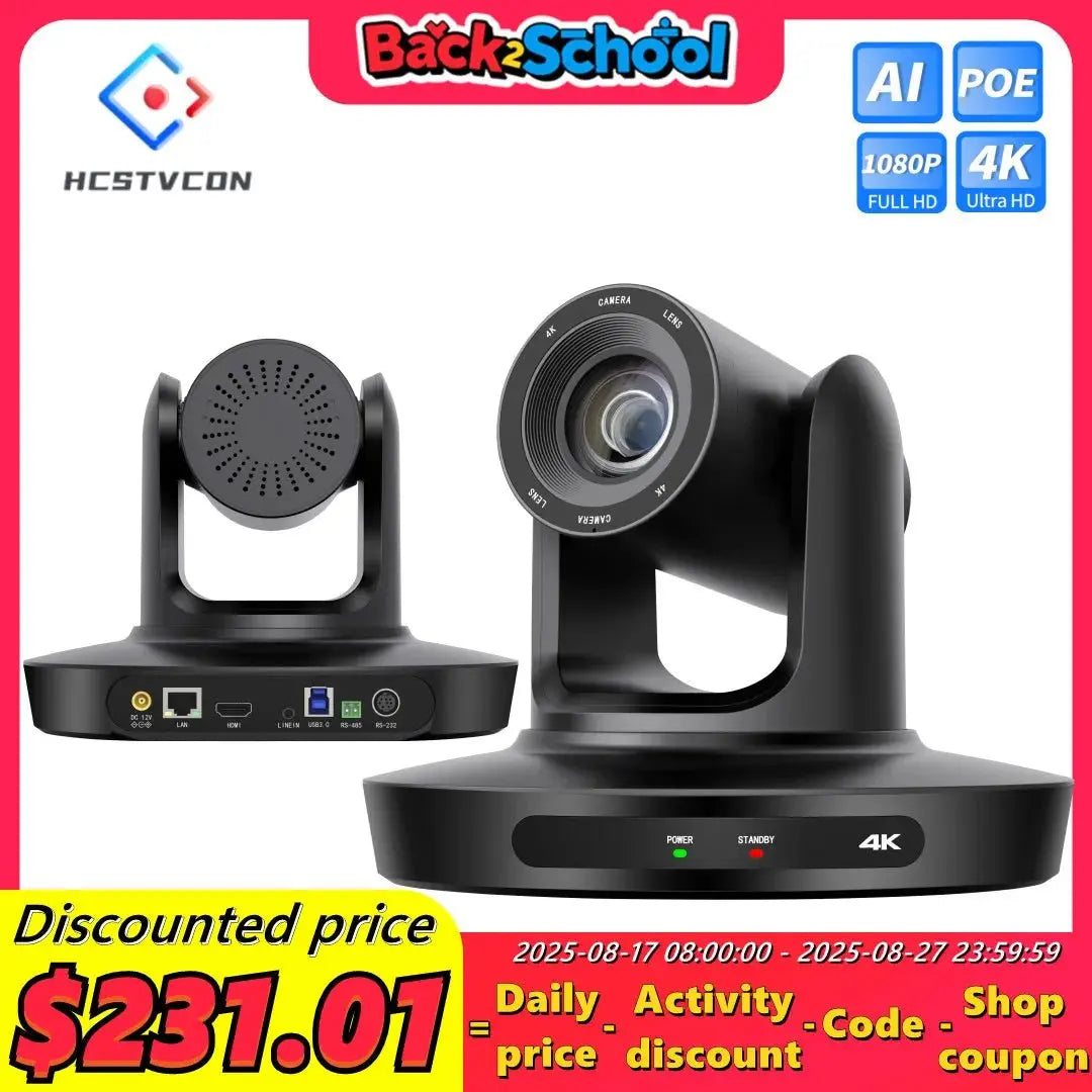 4K 10/20X Conference PTZ Camera LAN POE USB3.0 HDMI for Church Live Streaming Business Meeting Broadcast Youtube - Ai - TechWorld