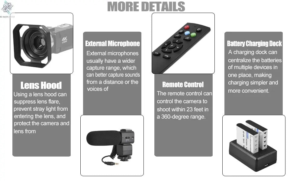 4k Video Camera Camcorder with 18X Digital Zoom,48MP Vlogging Camera for YouTube,3.0-inch IPS 270° Rotating Touchscreen,Micropho Ai-TechWorld
