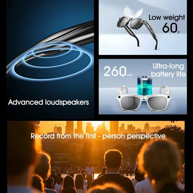 4K AI Smart Glasses Multifunction Camera For Xiaomi Bluetooth Call Voice Assistant Music Player Translate Photochromic Glasses - Ai - TechWorld