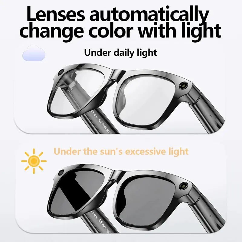 4K AI Smart Glasses Multifunction Camera For Xiaomi Bluetooth Call Voice Assistant Music Player Translate Photochromic Glasses - Ai - TechWorld