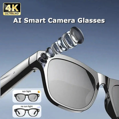 4K AI Smart Glasses Multifunction Camera For Xiaomi Bluetooth Call Voice Assistant Music Player Translate Photochromic Glasses - Ai - TechWorld