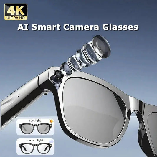 4K AI Smart Glasses Multifunction Camera For Xiaomi Bluetooth Call Voice Assistant Music Player Translate Photochromic Glasses - Ai - TechWorld