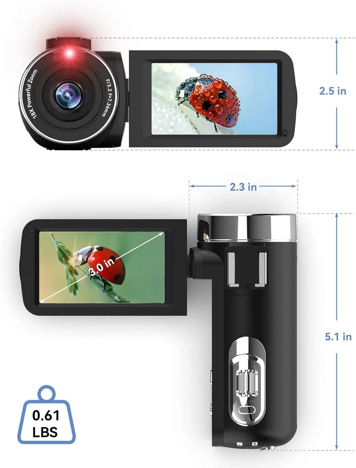 4k Video Camera Camcorder with 18X Digital Zoom,48MP Vlogging Camera for YouTube,3.0-inch IPS 270° Rotating Touchscreen,Micropho Ai-TechWorld