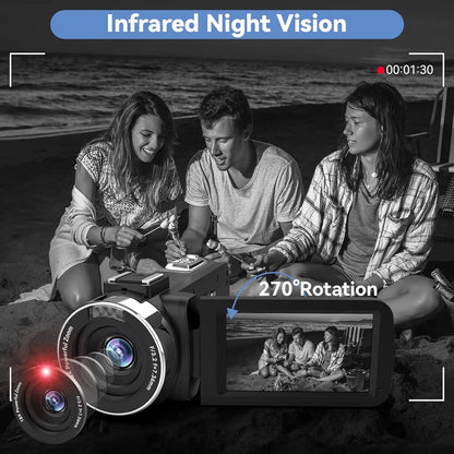 4k Video Camera Camcorder with 18X Digital Zoom,48MP Vlogging Camera for YouTube,3.0-inch IPS 270° Rotating Touchscreen,Micropho Ai-TechWorld