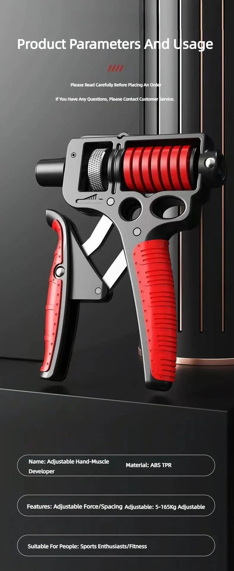 5-165Kg Adjustable Heavy Hand Grip Exercise Strengthener Gripper Finger Expander Arm Wrist Forearm Trainers Fitness Steel Spring - Ai-TechWorld