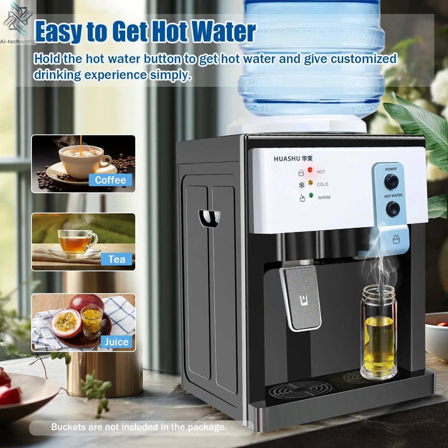 5 Gallon Top Loading Water Cooler Dispenser Freestanding Countertop Hot & Cold Water Dispenser for Home Office Dorm Ai-TechWorld 