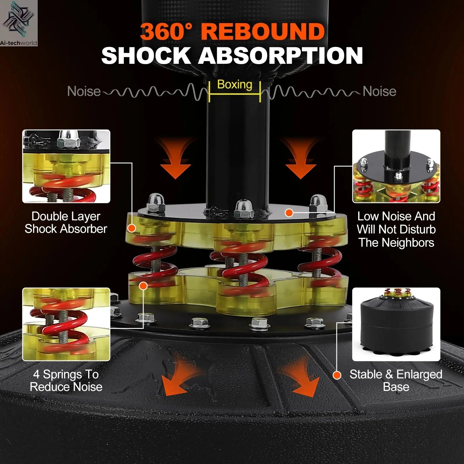 5 in 1 Punching Bag with Stand for Adult & Kids, Freestanding Speed Bag Hitting Target Heavy Kickboxing Bag, 2 Packages Deliver Ai-TechWorld 