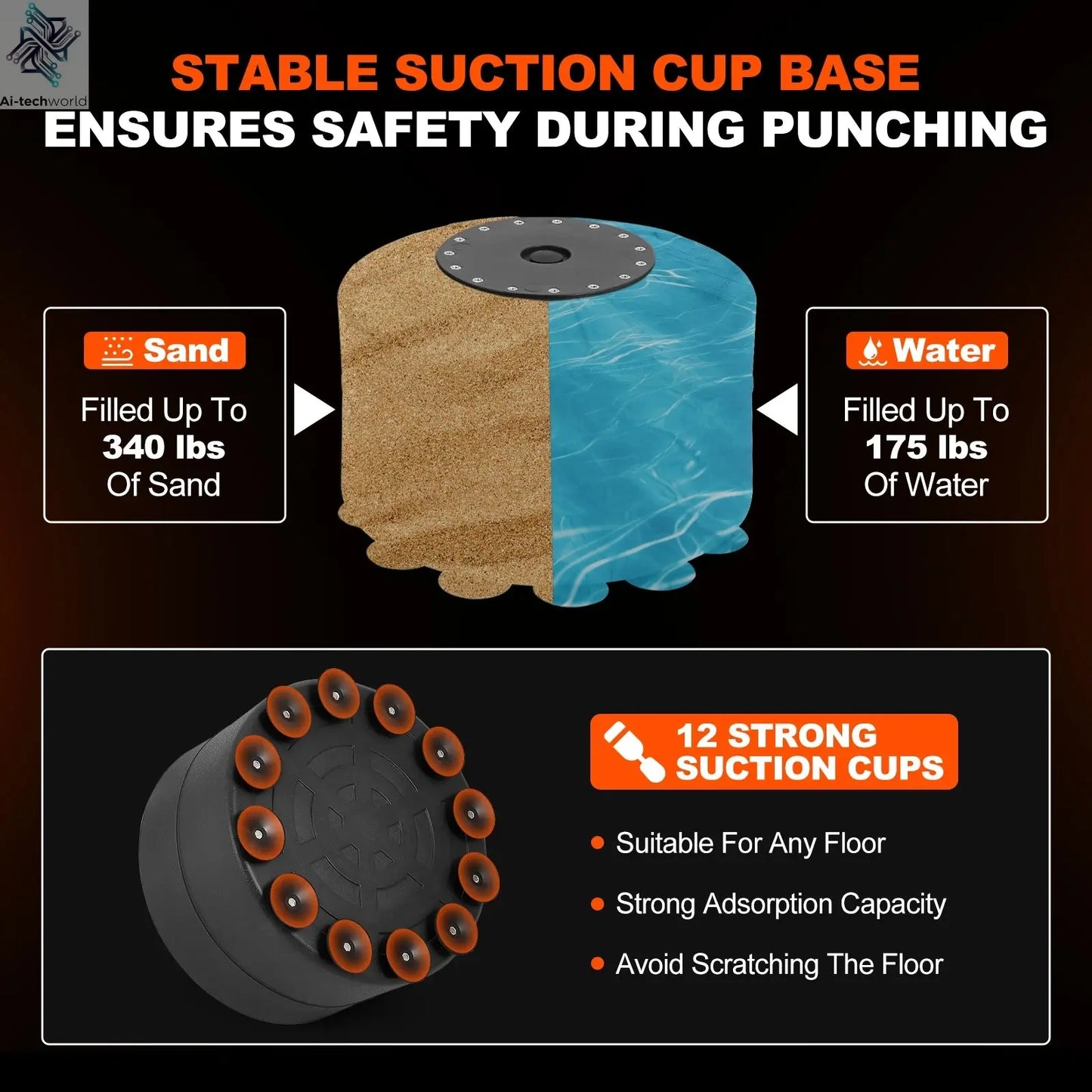 5 in 1 Punching Bag with Stand for Adult & Kids, Freestanding Speed Bag Hitting Target Heavy Kickboxing Bag, 2 Packages Deliver Ai-TechWorld 