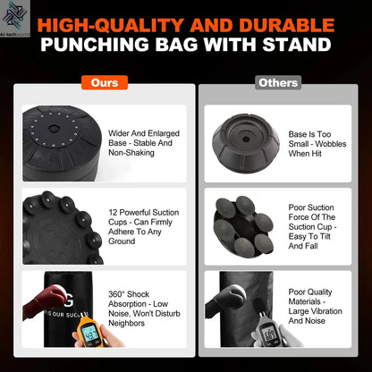 5 in 1 Punching Bag with Stand for Adult & Kids, Freestanding Speed Bag Hitting Target Heavy Kickboxing Bag, 2 Packages Deliver Ai-TechWorld 