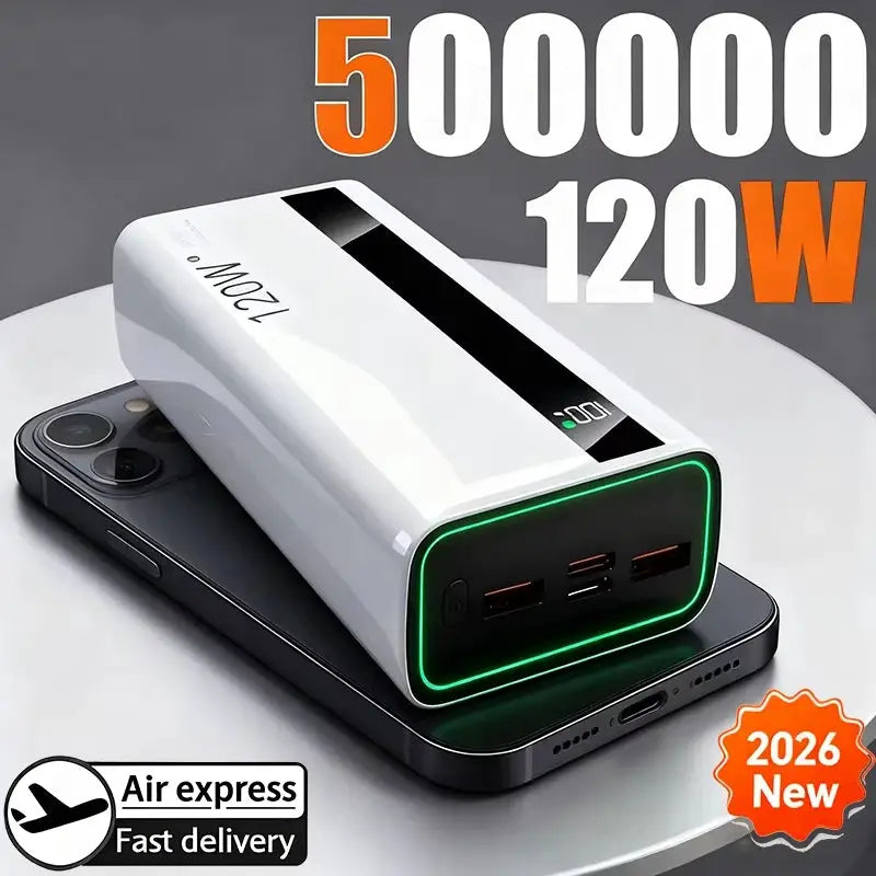 500000mAh 120W Super Fast Charging High Capacity Power Bank External Battery Portable Battery Charger For iPhone Samsung Xiaomi Ai-TechWorld 