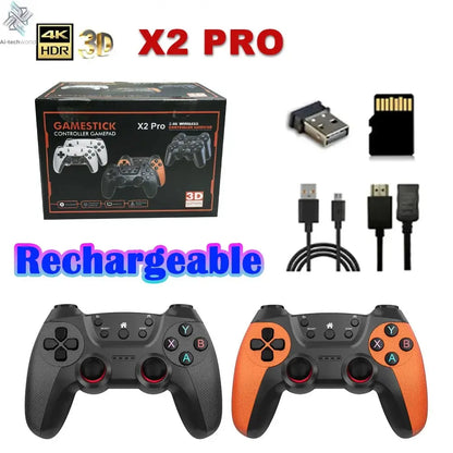 50000games X2 Pro 4KHD Game Stick 44/45 Emulators Retro Game Console Rechargeable Wireless Controller Home TV 2Players Kids Gift Ai-TechWorld 