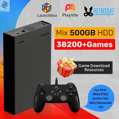 500GB Gaming HDD Retrobat & Launchbox & Playnite OS Retro Video Game Console for PS3/Switch/XBOX/PS2/Wii/WiiU with 38200+ Games Ai-TechWorld 