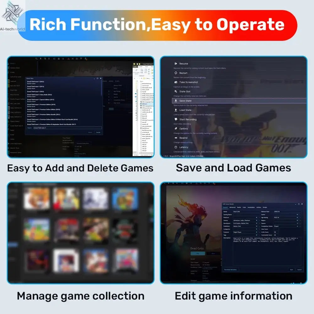500GB Gaming HDD Retrobat & Launchbox & Playnite OS Retro Video Game Console for PS3/Switch/XBOX/PS2/Wii/WiiU with 38200+ Games Ai-TechWorld 