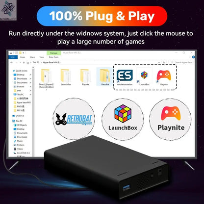 500GB Gaming HDD Retrobat & Launchbox & Playnite OS Retro Video Game Console for PS3/Switch/XBOX/PS2/Wii/WiiU with 38200+ Games Ai-TechWorld 
