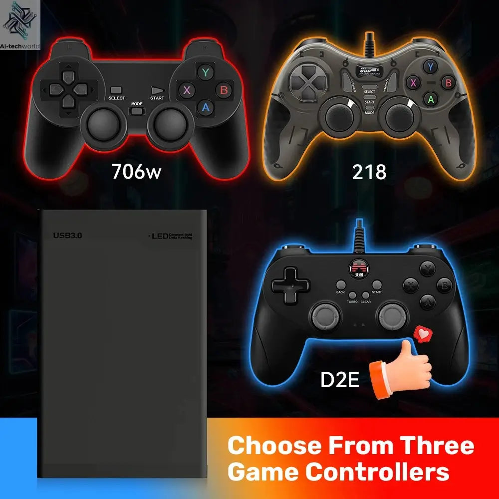 500GB Gaming HDD Retrobat & Launchbox & Playnite OS Retro Video Game Console for PS3/Switch/XBOX/PS2/Wii/WiiU with 38200+ Games Ai-TechWorld 