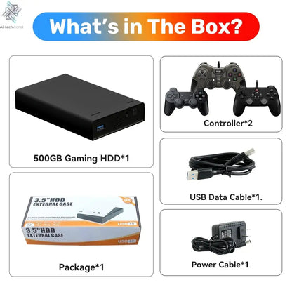 500GB Gaming HDD Retrobat & Launchbox & Playnite OS Retro Video Game Console for PS3/Switch/XBOX/PS2/Wii/WiiU with 38200+ Games Ai-TechWorld 