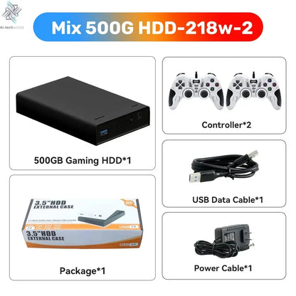 500GB Gaming HDD Retrobat & Launchbox & Playnite OS Retro Video Game Console for PS3/Switch/XBOX/PS2/Wii/WiiU with 38200+ Games Ai-TechWorld 