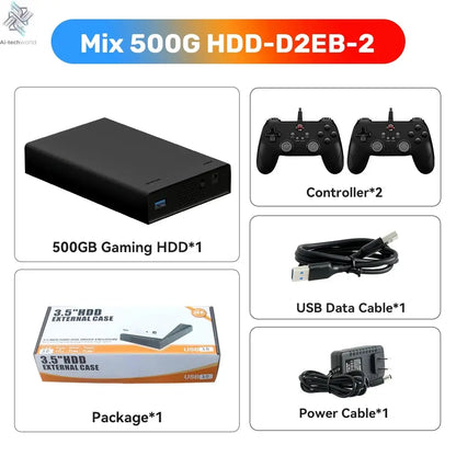 500GB Gaming HDD Retrobat & Launchbox & Playnite OS Retro Video Game Console for PS3/Switch/XBOX/PS2/Wii/WiiU with 38200+ Games Ai-TechWorld 
