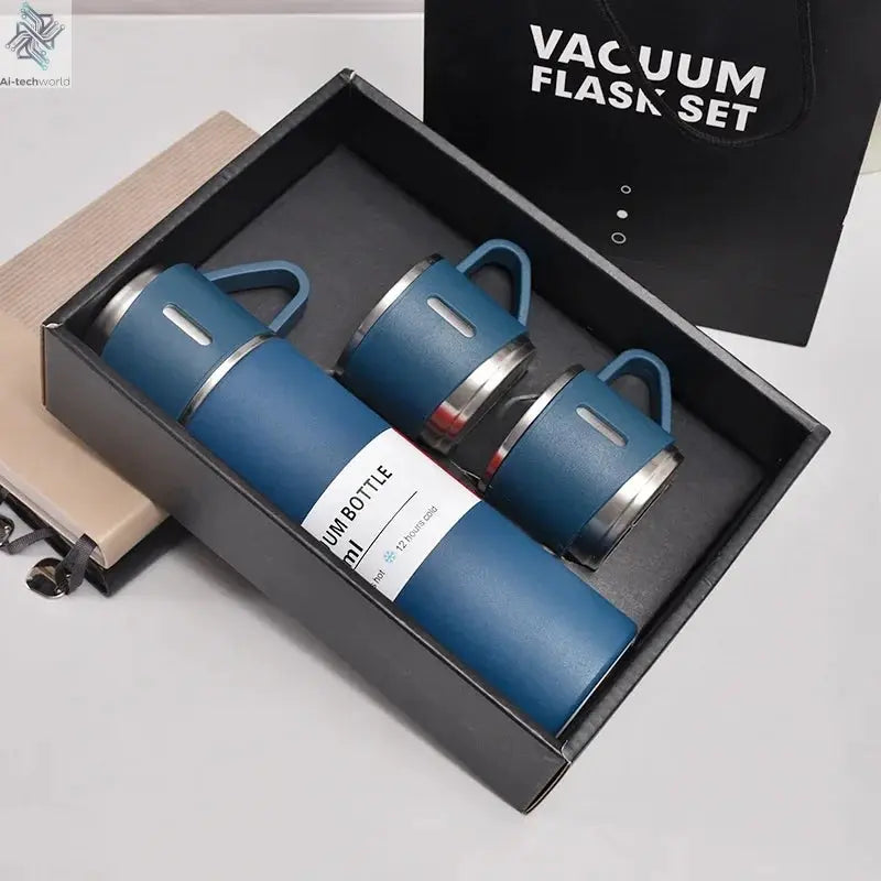 500ML Stainless Steel Vacuum Flask Gift Set Office Business Style Thermos Bottle Outdoor Hot Water Thermal Insulation Couple Cup Ai-TechWorld 