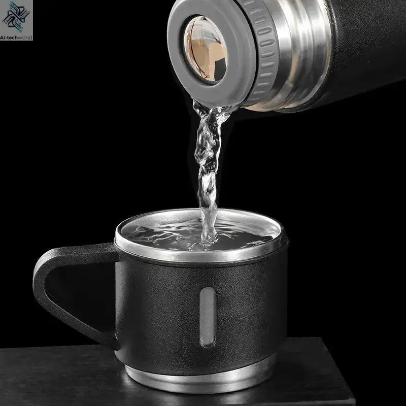 500ML Stainless Steel Vacuum Flask Gift Set Office Business Style Thermos Bottle Outdoor Hot Water Thermal Insulation Couple Cup Ai-TechWorld 