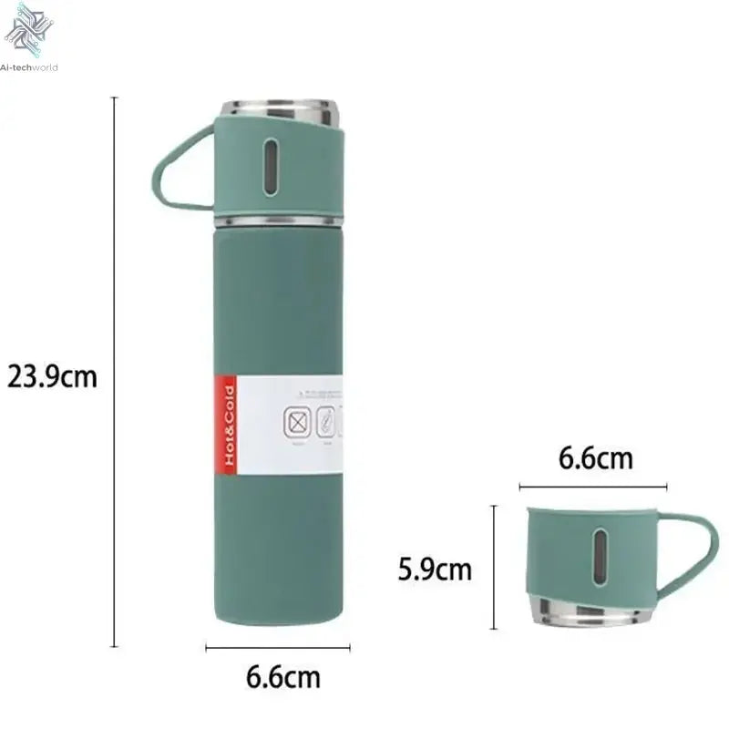 500ML Stainless Steel Vacuum Flask Gift Set Office Business Style Thermos Bottle Outdoor Hot Water Thermal Insulation Couple Cup Ai-TechWorld 