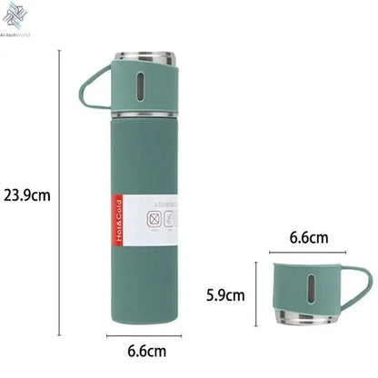 500ML Stainless Steel Vacuum Flask Gift Set Office Business Style Thermos Bottle Outdoor Hot Water Thermal Insulation Couple Cup Ai-TechWorld 