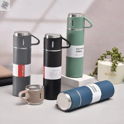 500ML Stainless Steel Vacuum Flask Gift Set Office Business Style Thermos Bottle Outdoor Hot Water Thermal Insulation Couple Cup Ai-TechWorld 