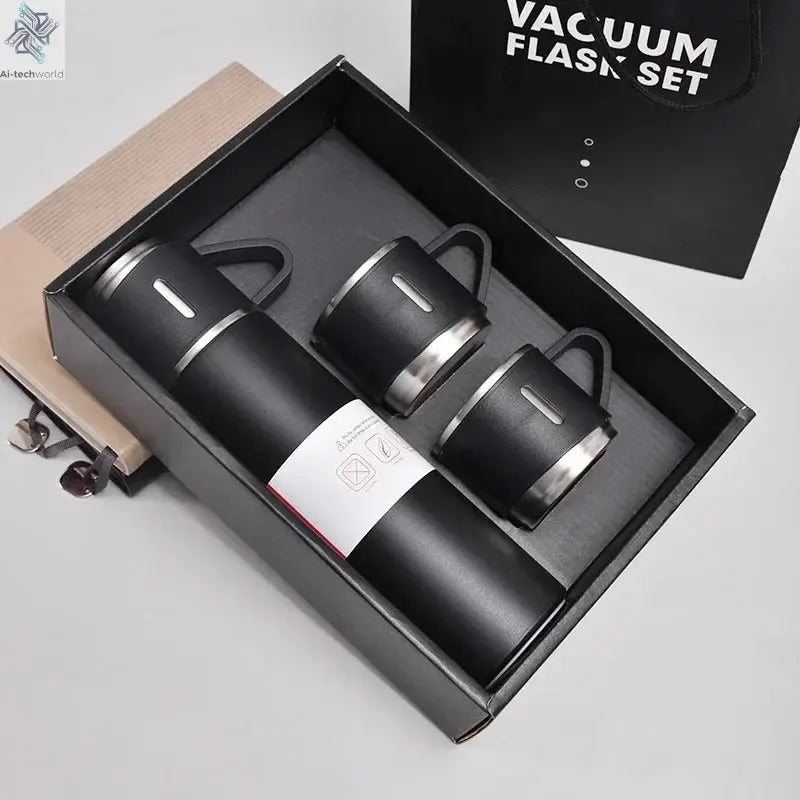 500ML Stainless Steel Vacuum Flask Gift Set Office Business Style Thermos Bottle Outdoor Hot Water Thermal Insulation Couple Cup Ai-TechWorld 