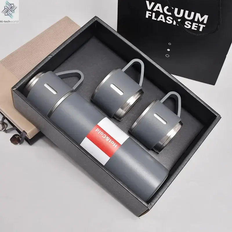 500ML Stainless Steel Vacuum Flask Gift Set Office Business Style Thermos Bottle Outdoor Hot Water Thermal Insulation Couple Cup Ai-TechWorld 