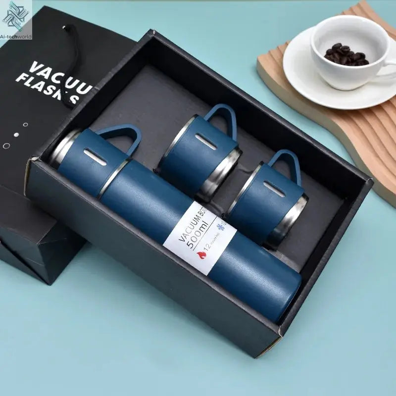 500ML Stainless Steel Vacuum Flask Gift Set Office Business Style Thermos Bottle Outdoor Hot Water Thermal Insulation Couple Cup Ai-TechWorld 